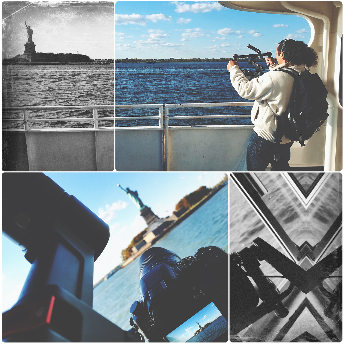 Masar on a boat trip with @HornBlowerNY getting b-roll